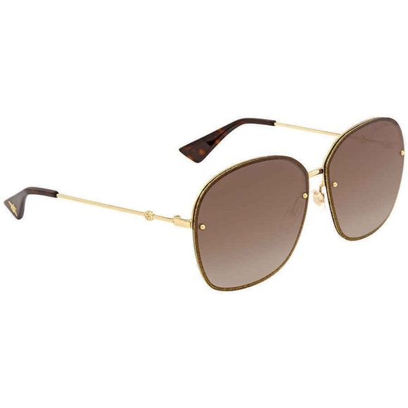 NEW Gucci Brown and Gold Oval Unisex Sunglasses - Picture 1 of 3